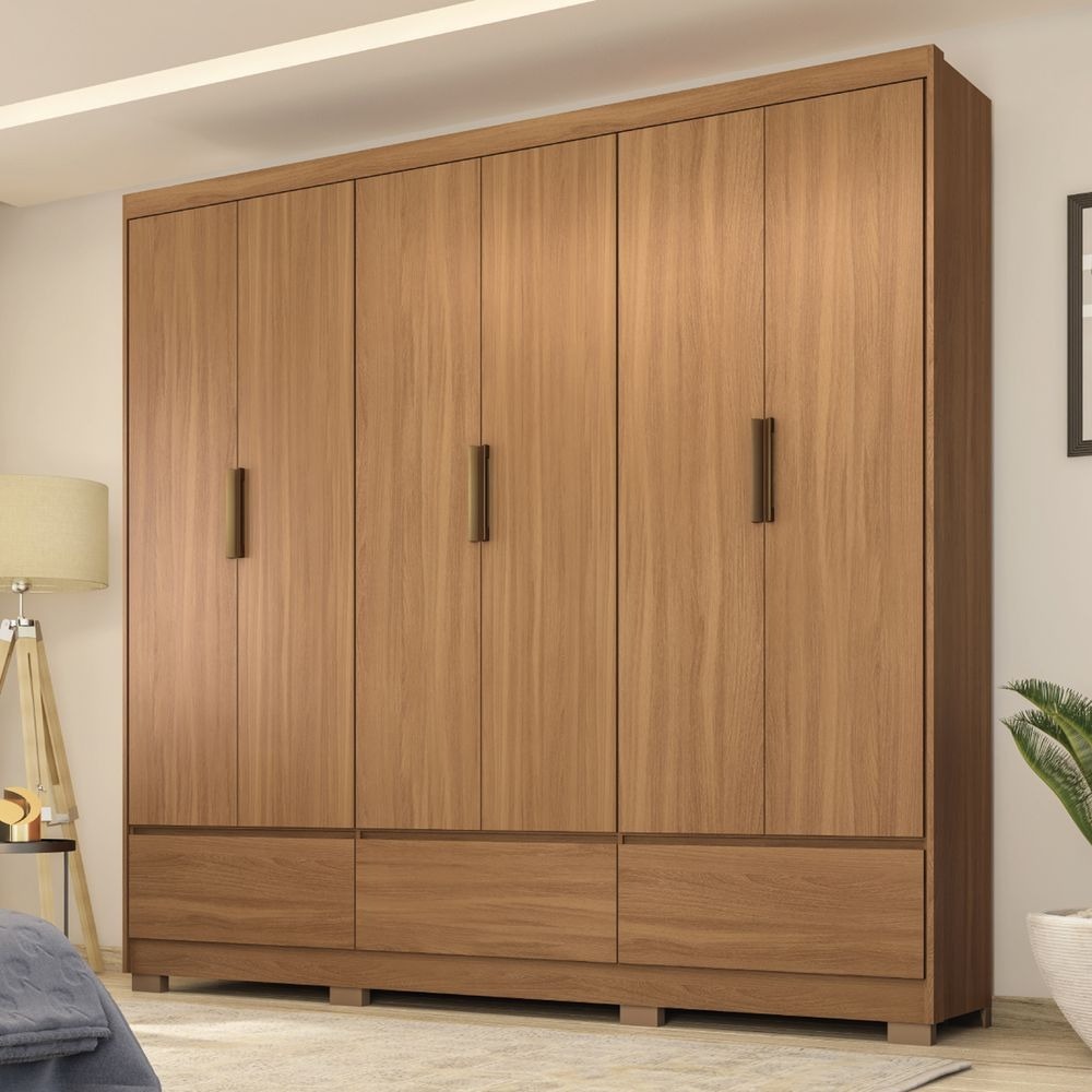 Ropero Paul 6 Puertas 3 Cajones Almendra Off White