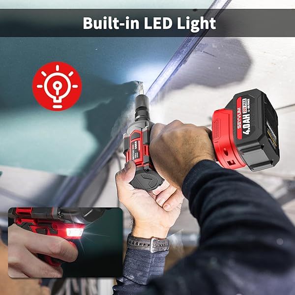 Llave de impacto, pistola de impacto de 1/2", destornillador de impacto eléctrico con par máximo de 320 ft-lb (430 Nm), llave de impacto inalámbrica
