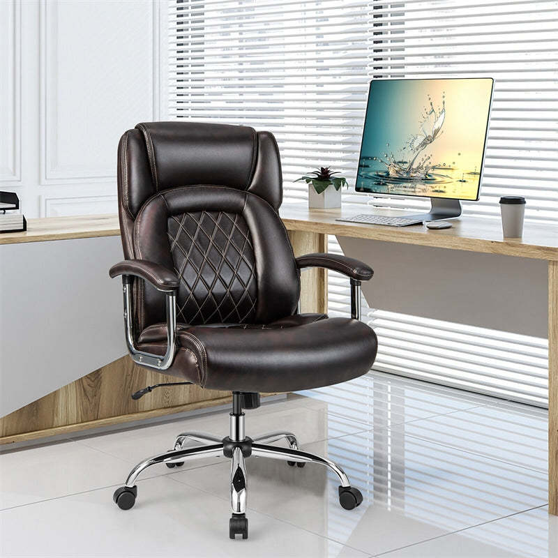 Silla de oficina giratoria de altura ajustable de 500 libras, silla de escritorio para ordenador, silla ejecutiva de piel sintética con Base de Metal resistente