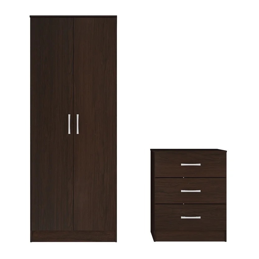 Combo Closet 2 Puertas 3 Cajones + Cómoda Tabaco