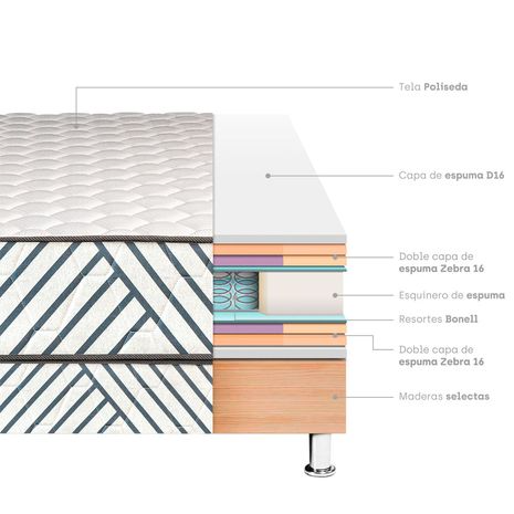 Pack Cama Palmera 2 Plazas + Sofá Cama + Veladores Amelie 55cm