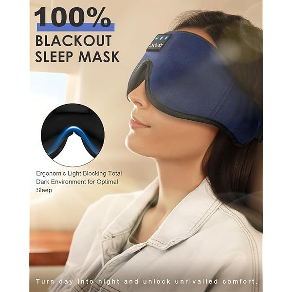 Auriculares para dormir, máscara para dormir 3D con Bluetooth, máscara para dormir con música inalámbrica, auriculares para dormir para quienes duermen de lado