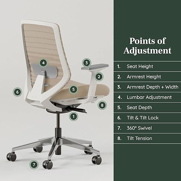 Silla ergonómica: una silla de escritorio versátil con soporte lumbar ajustable, respaldo de malla transpirable y ruedas suaves