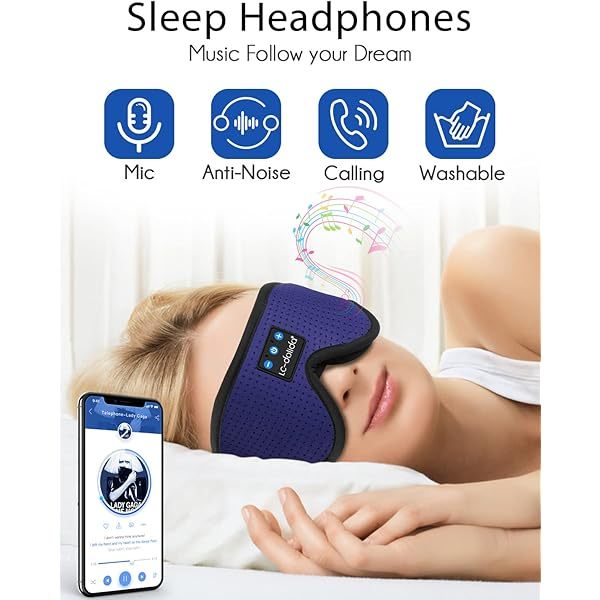 Auriculares para dormir, máscara para dormir 3D con Bluetooth, máscara para dormir con música inalámbrica, auriculares para dormir para quienes duermen de lado