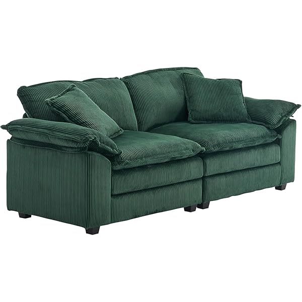 Sofá seccional Loveseat con otomana, sofá cama moderno con almohadas