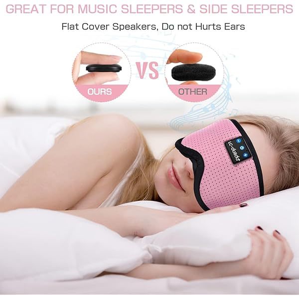 Auriculares para dormir, máscara para dormir 3D con Bluetooth, máscara para dormir con música inalámbrica, auriculares para dormir para quienes duermen de lado
