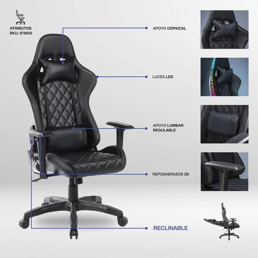 Silla Gamer con Luz LED