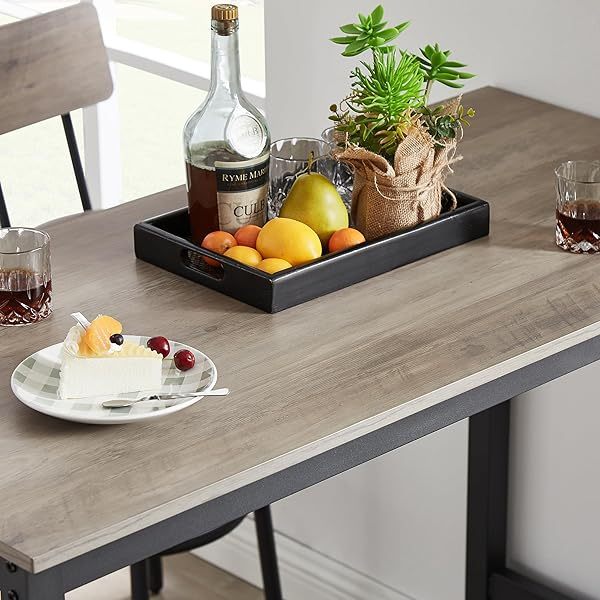Sillas de comedor, juego de altura de mostrador industrial con respaldo tapizado y reposapiés, para el hogar y la cocina, mesa de desayuno gris, mesa de bar con 4 taburetes con asiento de PU