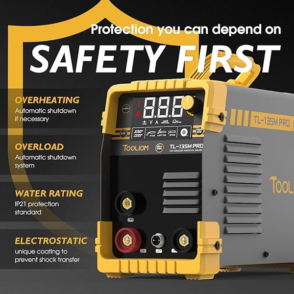 135A MIG Welder Flux Core 110V MIG Soldador sin gas MIG/Lift TIG/Stick Máquina de soldadura 3 en 1 IGBT DC Inversor con visualización LCD Soldador MIG de flujo 135A 110V