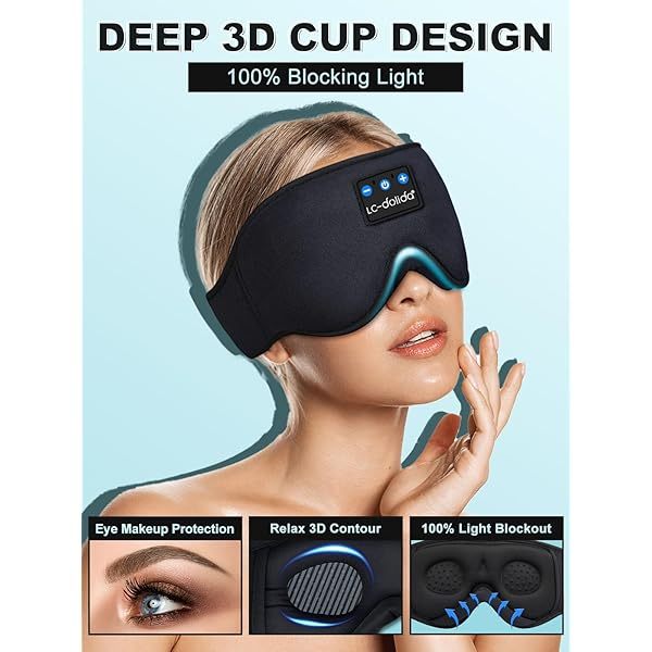 Auriculares para dormir, máscara para dormir 3D con Bluetooth, máscara para dormir con música inalámbrica, auriculares para dormir para quienes duermen de lado