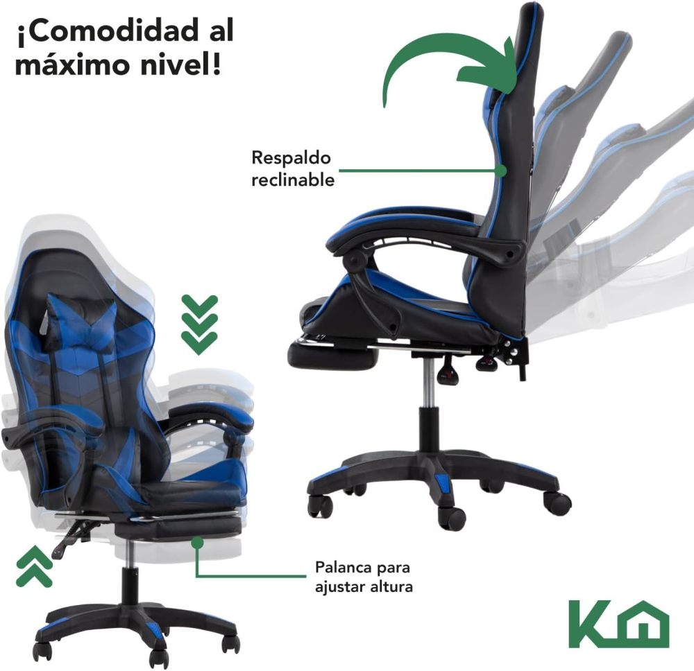 Silla ergonómica reclinable para juegos