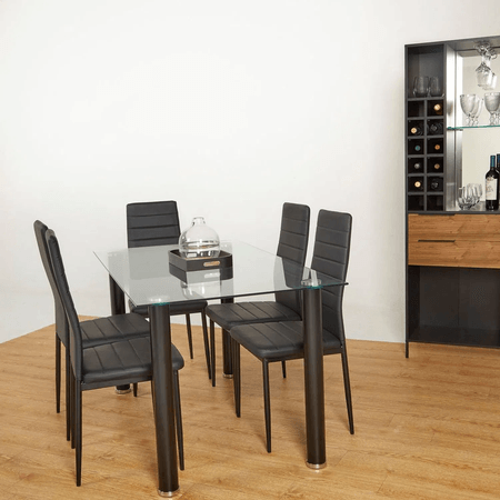 Juego de Comedor  Vidrio 6 Sillas Negro
