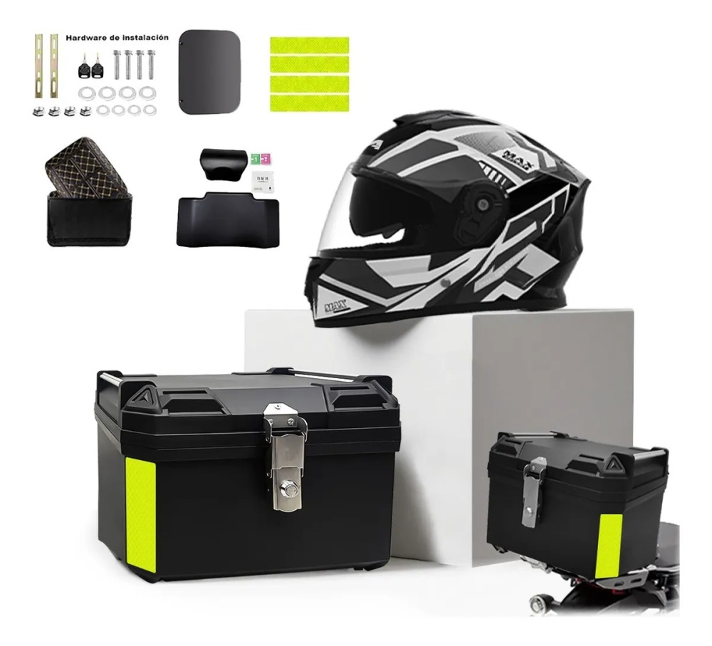 Caja Trasera Para Moto Cajuela 65l Con Cascos Muy Resistente