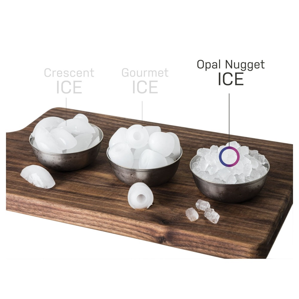 Máquina de hielo en pepitas + tanque lateral, máquina de hielo de mostrador, acero inoxidable, producción diaria de hielo de 24 lb