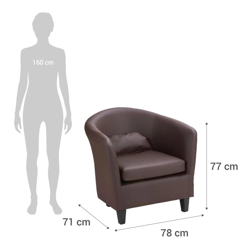 Poltrona 1 cuerpo PCY010N2SB 78x77x71 cm Café