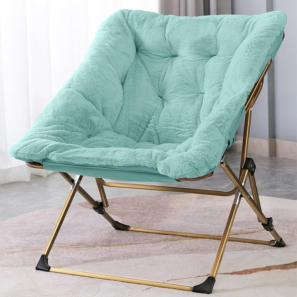 OAKHAM Comfy Saucer Chair,Folding Faux Fur Lounge Chair for Bedroom and Living Room,Flexible Seating Chair for Kids Teens Adults