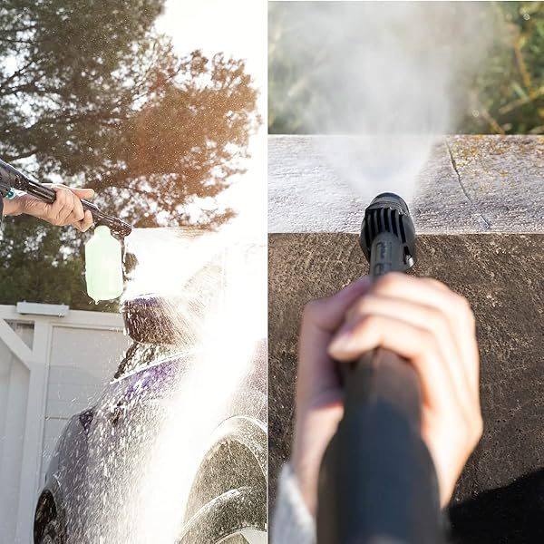 Hidrolimpiadora de Alta Presión HydroBoost 1400 Essential. 1400W, Hogar, Jardín o Coche, Caudal de 408l/h, Presión 105 Bares, Bomba de Aluminio, Radio de acción 9m 1400 W 1 Boquilla + Botella jabón