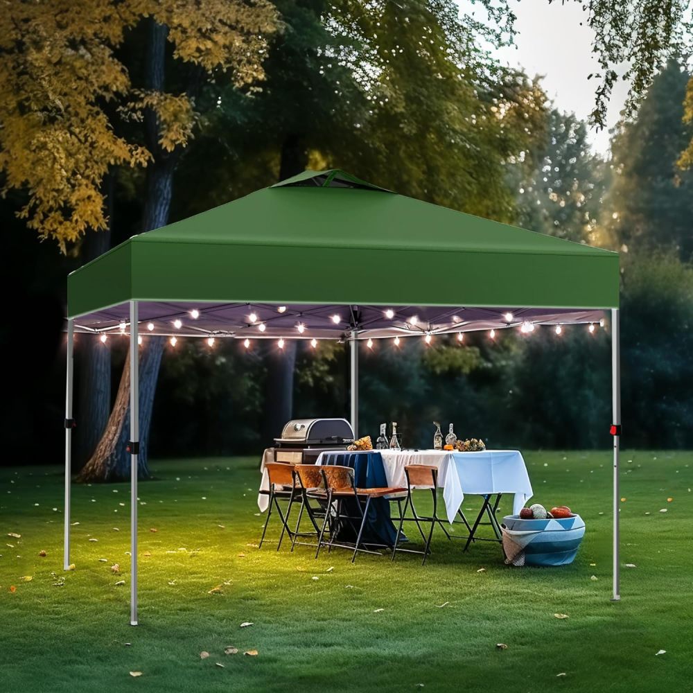 PHI VILLA - Toldo parasol con bloqueo UV de 4 x 4 m con kits de herramientas, pantalla de cenador para patio al aire libre, eventos de jardín, marrón