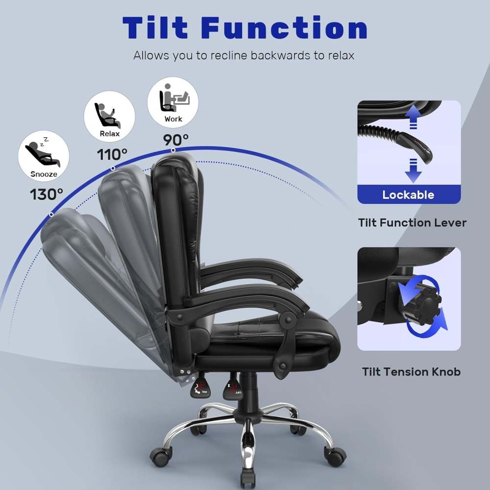 Silla de ordenador ergonómica reclinable.