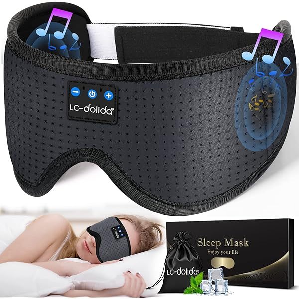 Auriculares para dormir, máscara para dormir 3D con Bluetooth, máscara para dormir con música inalámbrica, auriculares para dormir para quienes duermen de lado