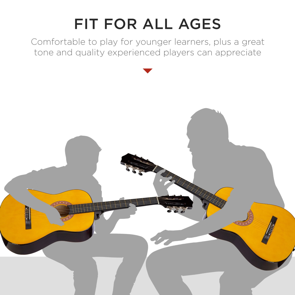 Kit de inicio para guitarra acústica de 38 pulgadas para principiantes con funda, correa y cuerdas adicionales, color natural