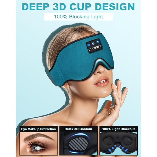 Auriculares para dormir, máscara para dormir 3D con Bluetooth, máscara para dormir con música inalámbrica, auriculares para dormir para quienes duermen de lado