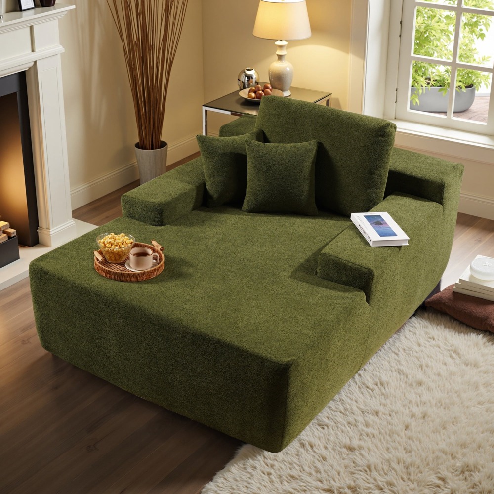 Sillón Chaise Lounge Gigante Ovios 170x122cm - Sofá Cama Ultra Cómodo de Pana, Sin Montaje, Para Salón