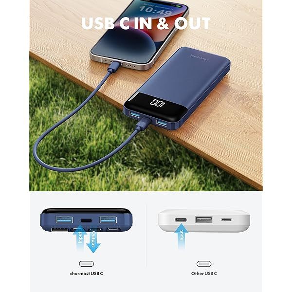 Portable Charger with Built in Cables, Portable Charger with Cords Wires Slim 10000mAh Travel Essentials Battery Pack 6 Outputs 3A High Speed Power Bank for iPhone Samsung Pixel LG Moto iPad A-Black