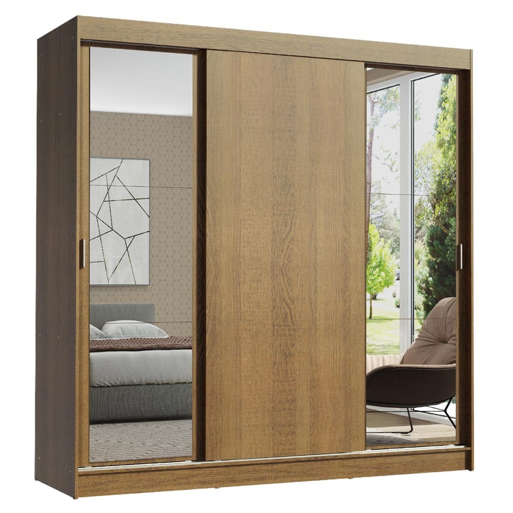 Ropero Reno Madesa 3 Puertas Corredizas 2 Con Espejo Marron