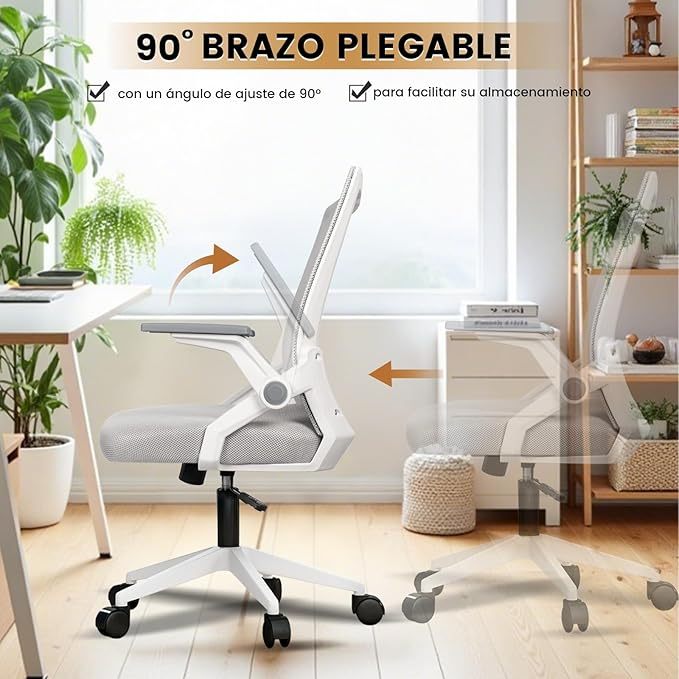 Silla de Oficina ergonómica-Silla Escritorio con Respaldo de Malla Transpirable，Ajustable y Reposabrazos Sillas Ergonómicas para Escritorio Home Office