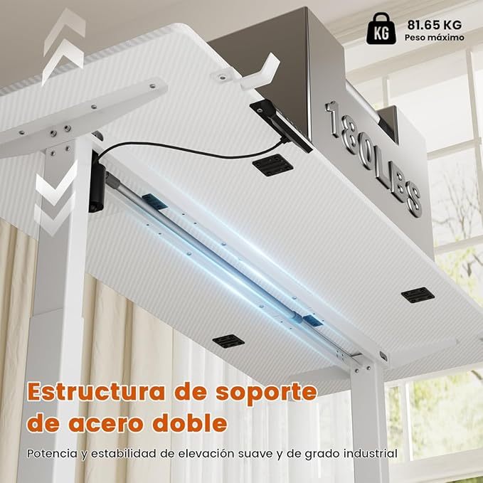 Escritorio Elevable Eléctrico con Altura Ajustable, Incluye 3 Cajones Multifuncionales, Portavasos y Soporte para Auriculares - Escritorio en L de Pie Ergonómico - Peso Máx 81 kg