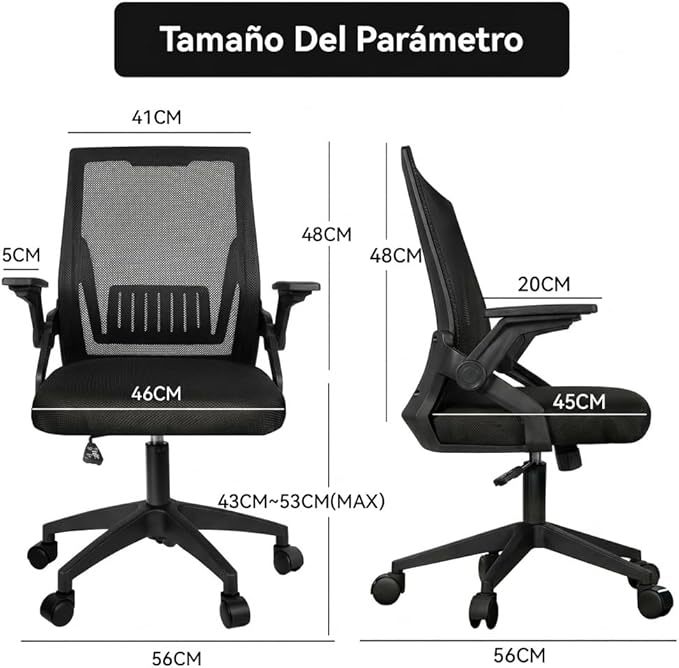Silla de Oficina ergonómica-Silla Escritorio con Respaldo de Malla Transpirable，Ajustable y Reposabrazos Sillas Ergonómicas para Escritorio Home Office