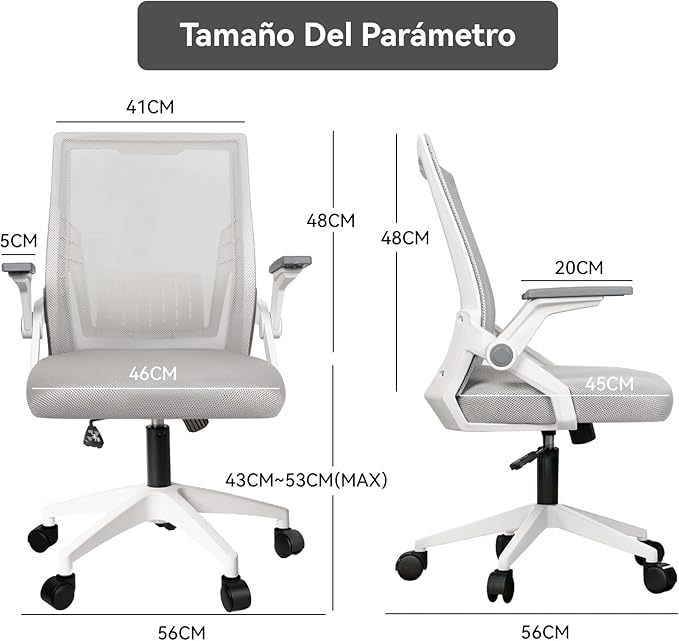 Silla de Oficina ergonómica-Silla Escritorio con Respaldo de Malla Transpirable，Ajustable y Reposabrazos Sillas Ergonómicas para Escritorio Home Office