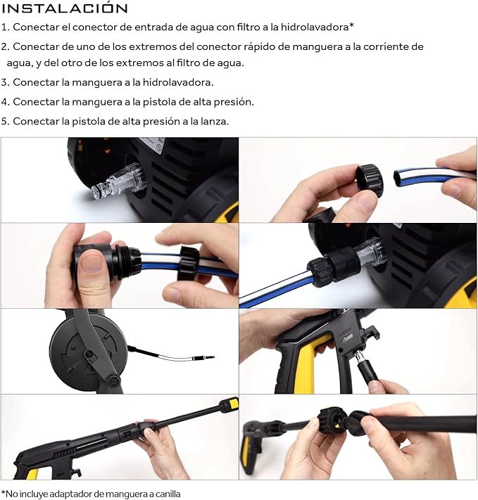 Hidrolavadora Eléctrica 2000W Alta Presión 2175 PSI con Carrete Retráctil