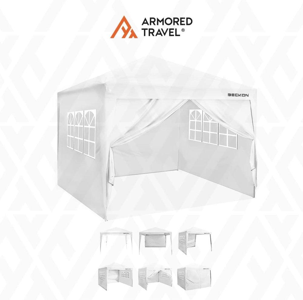 Toldo con Paredes Carpa Plegable Retráctil Impermeable 3x3 M Premium para Exteriores Jardín| Uso comercial | Negocio Uso rudo *Acero Reforzado* + **Maleta Transportadora** + *Estacas* Canopy Tent Gazebo Instant Shelter