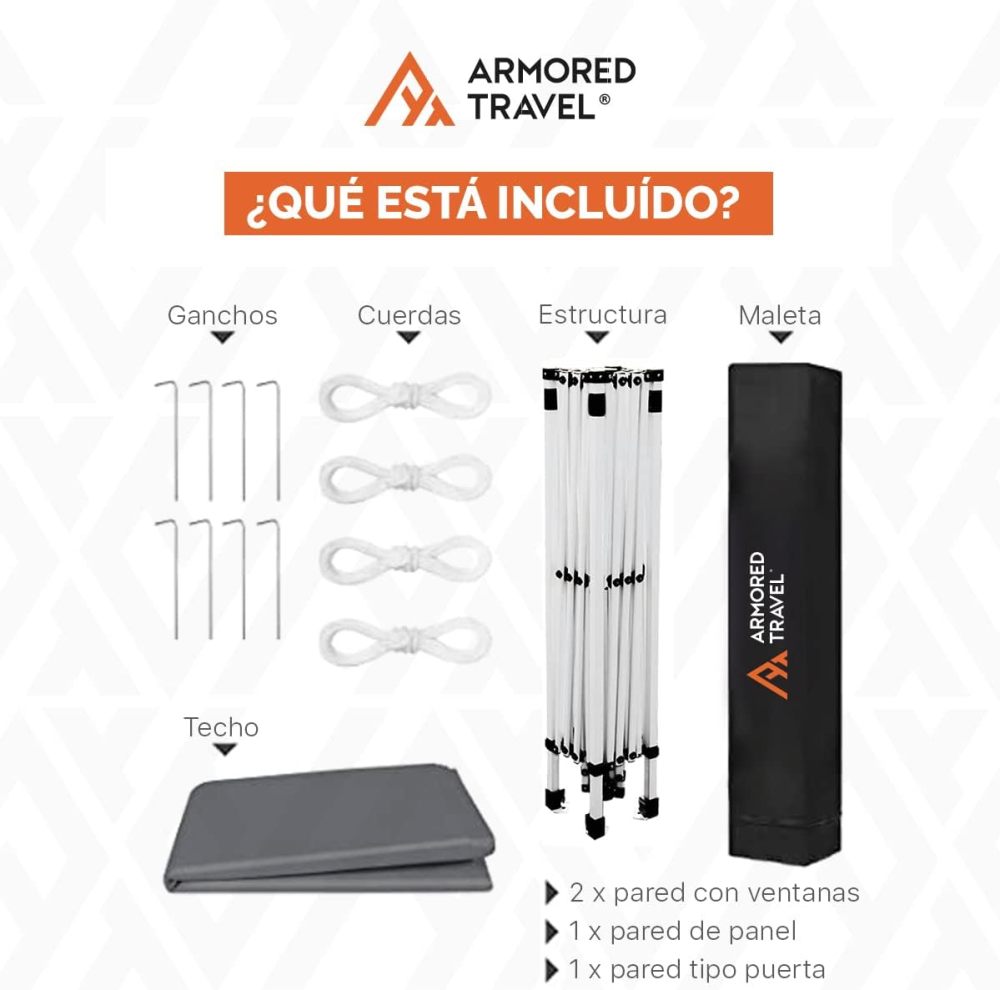 Toldo con Paredes Carpa Plegable Retráctil Impermeable 3x3 M Premium para Exteriores Jardín| Uso comercial | Negocio Uso rudo *Acero Reforzado* + **Maleta Transportadora** + *Estacas* Canopy Tent Gazebo Instant Shelter