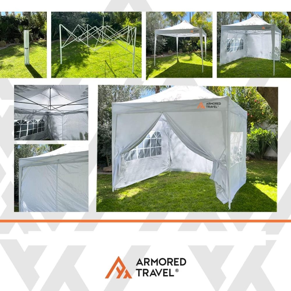 Toldo con Paredes Carpa Plegable Retráctil Impermeable 3x3 M Premium para Exteriores Jardín| Uso comercial | Negocio Uso rudo *Acero Reforzado* + **Maleta Transportadora** + *Estacas* Canopy Tent Gazebo Instant Shelter