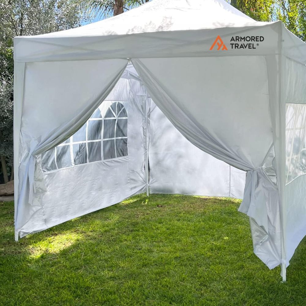 Toldo con Paredes Carpa Plegable Retráctil Impermeable 3x3 M Premium para Exteriores Jardín| Uso comercial | Negocio Uso rudo *Acero Reforzado* + **Maleta Transportadora** + *Estacas* Canopy Tent Gazebo Instant Shelter