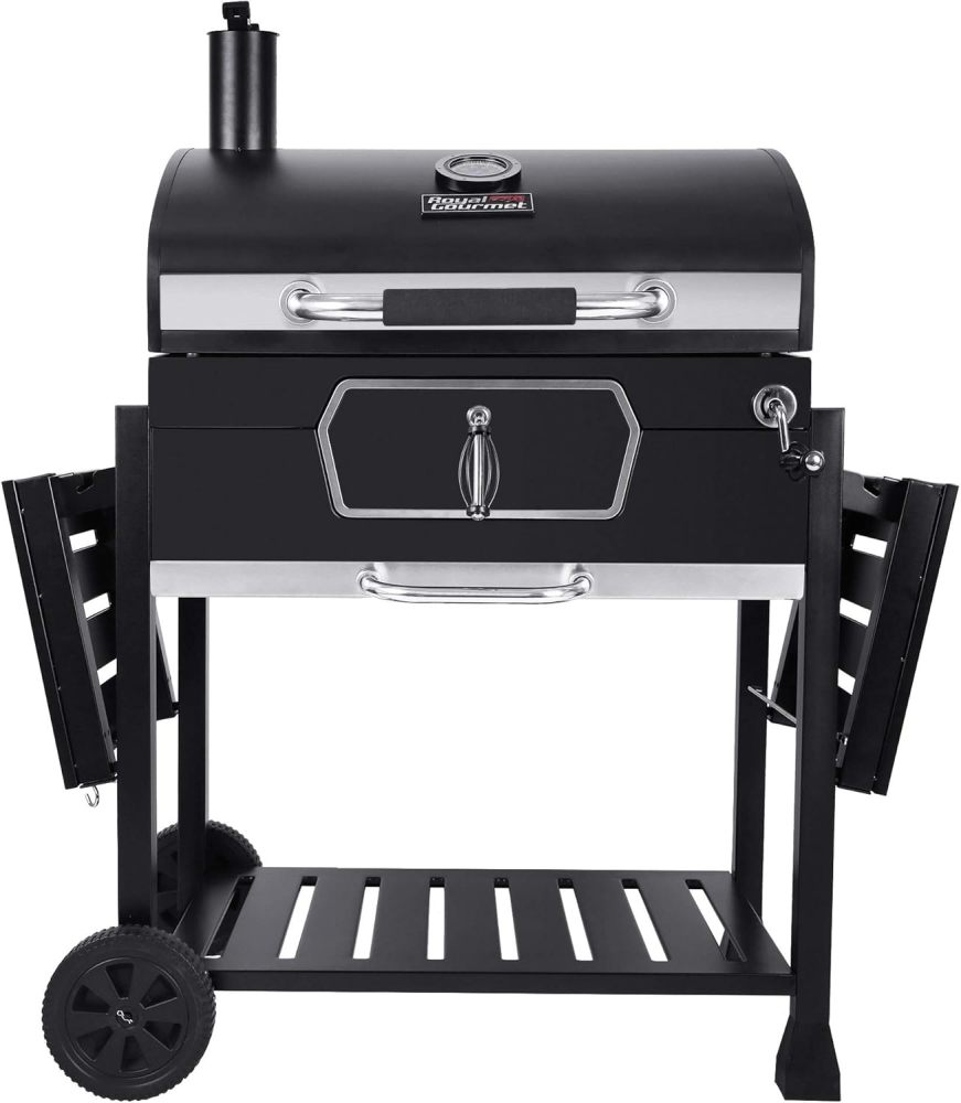 Parrilla de carbón de lujo de 30 pulgadas con cubierta, parrilla grande para barbacoa con mesas laterales plegables para picnic al aire última intervensión, camping, patio,