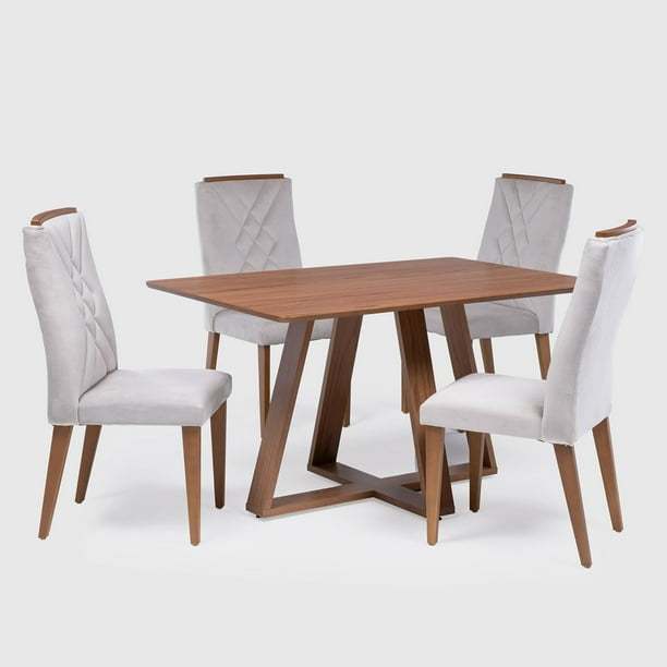 Comedor 135 Cm + 4 Sillas Megan Gris
