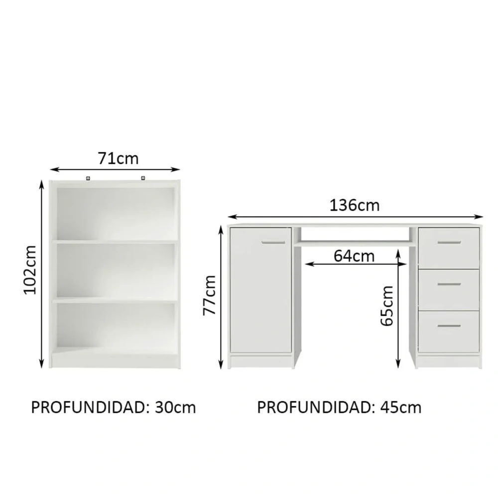 Escritorio de Oficina + Mueble Estante Librero