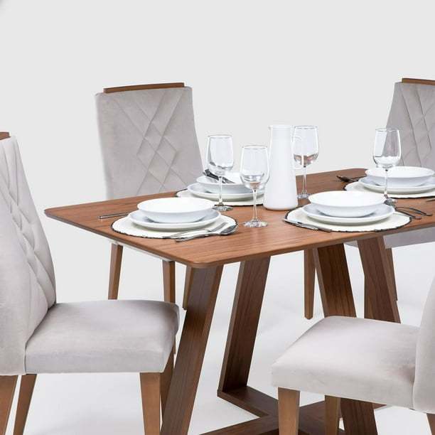 Comedor 135 Cm + 4 Sillas Megan Gris