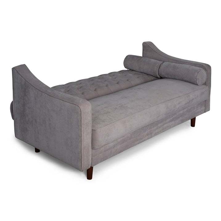 Sofá Cama  Con Memory Foam, Color Gris Claro, Velvet Respaldo Reclinable De 3 posiciones.Capitonado