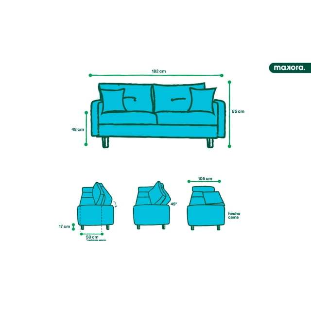 Sofá Cama  Con Memory Foam, Color Gris Claro, Velvet Respaldo Reclinable De 3 posiciones.Capitonado