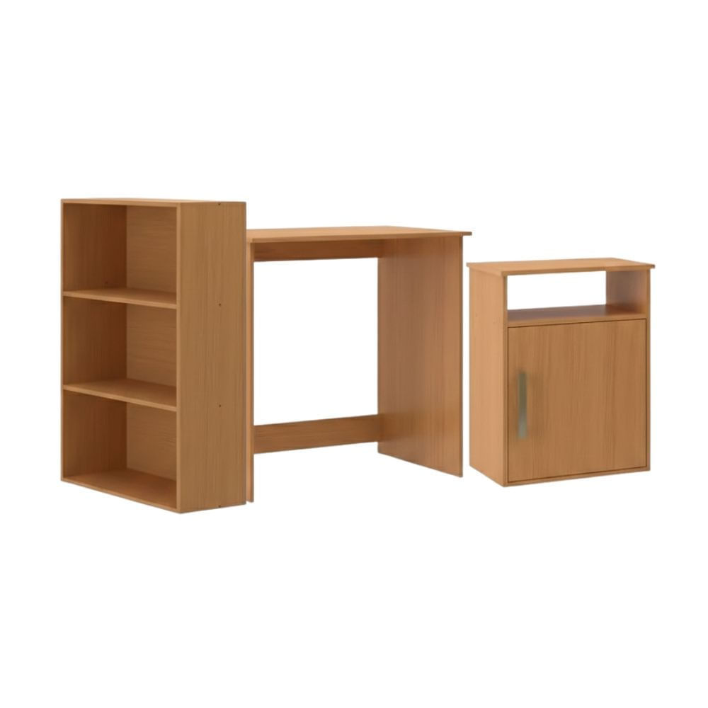 Set Escritorio + Archivador + Estante Maple