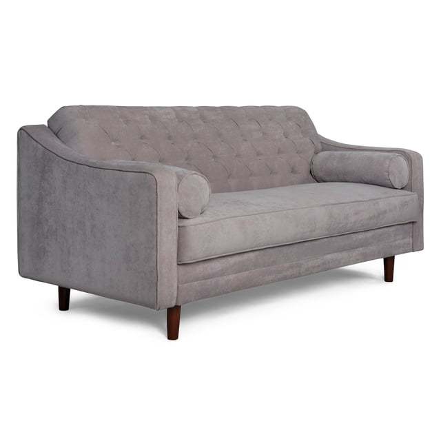 Sofá Cama  Con Memory Foam, Color Gris Claro, Velvet Respaldo Reclinable De 3 posiciones.Capitonado
