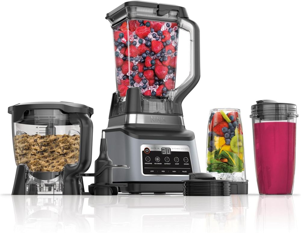 Licuadora Sistema de Cocina 1400W | Jarra 72 oz + Procesador 8 Tazas + 2 Vasos 24 oz | 5 Programas Auto-iQ | Masa, Picar, Smoothies y Frozen | Apto Lavavajillas | BN801