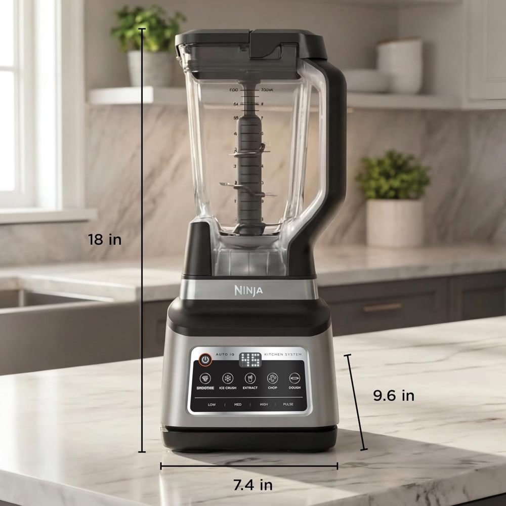 Licuadora Sistema de Cocina 1400W | Jarra 72 oz + Procesador 8 Tazas + 2 Vasos 24 oz | 5 Programas Auto-iQ | Masa, Picar, Smoothies y Frozen | Apto Lavavajillas | BN801