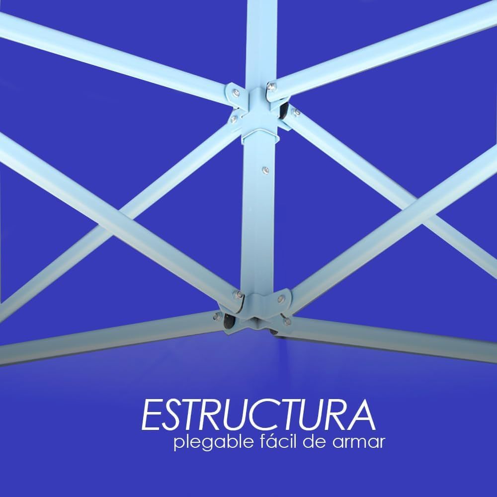 Toldo Plegable con Paredes Laterales, Impermeable y Resistente al Calor, Cinta de Gancho y Felpa de Ajuste, Ideal para Exterior. (Azul, 3x6)