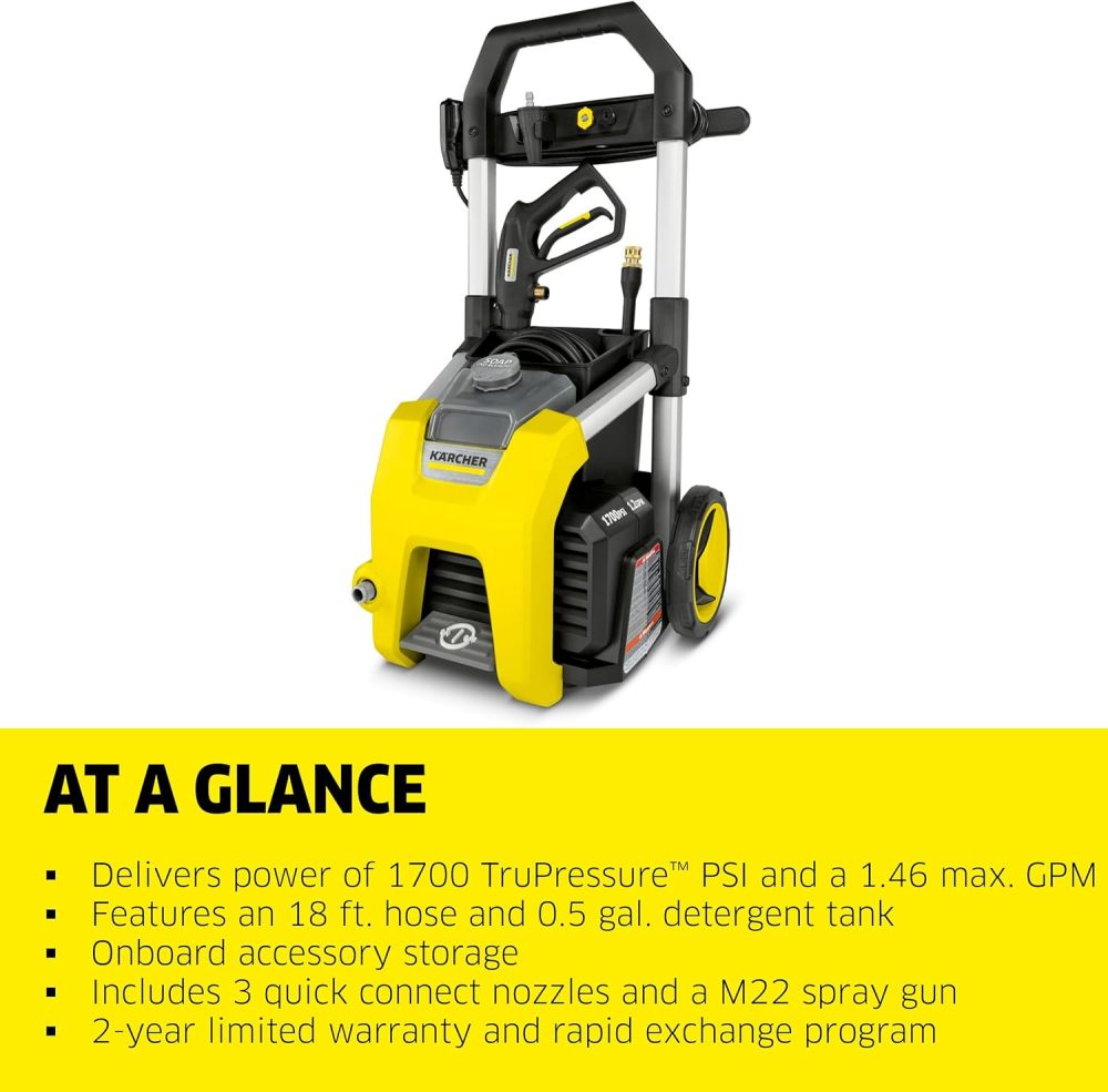 Máquina limpiadora eléctrica a presión, K1700, Amarillo